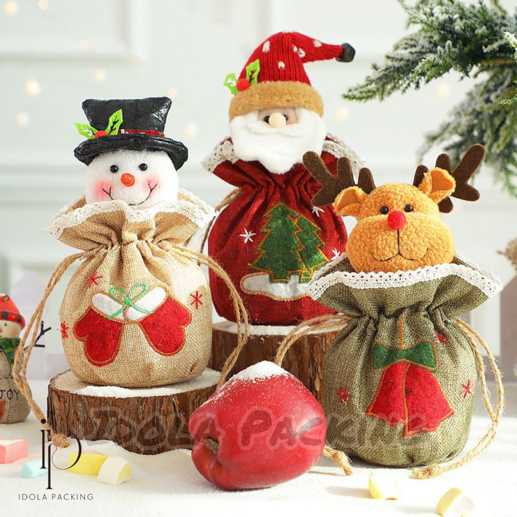 

Tas Serut Boneka Permen Apel Mini Souvenir Natal Kado Bag Christmas Goodie Bag Xmas