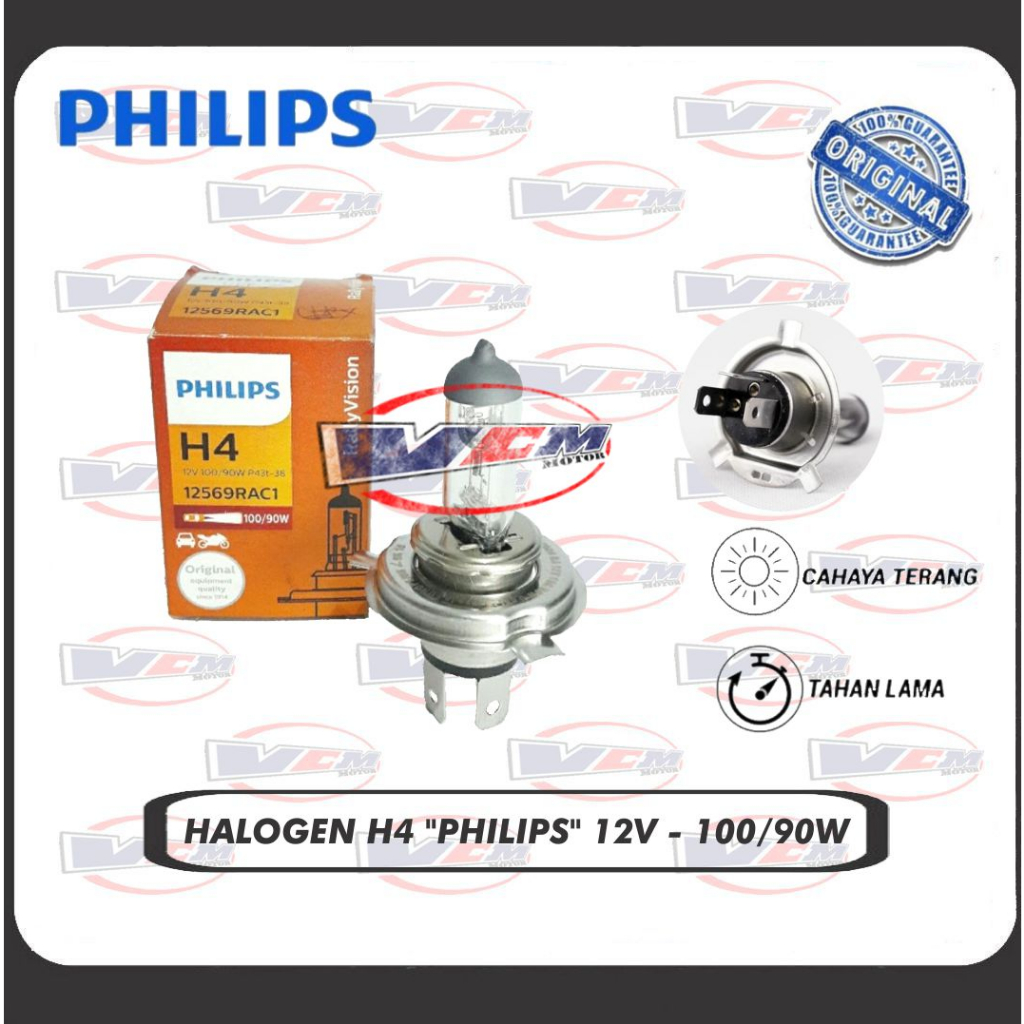 Bohlam Halogen H4 "Philips" 100/90 watt