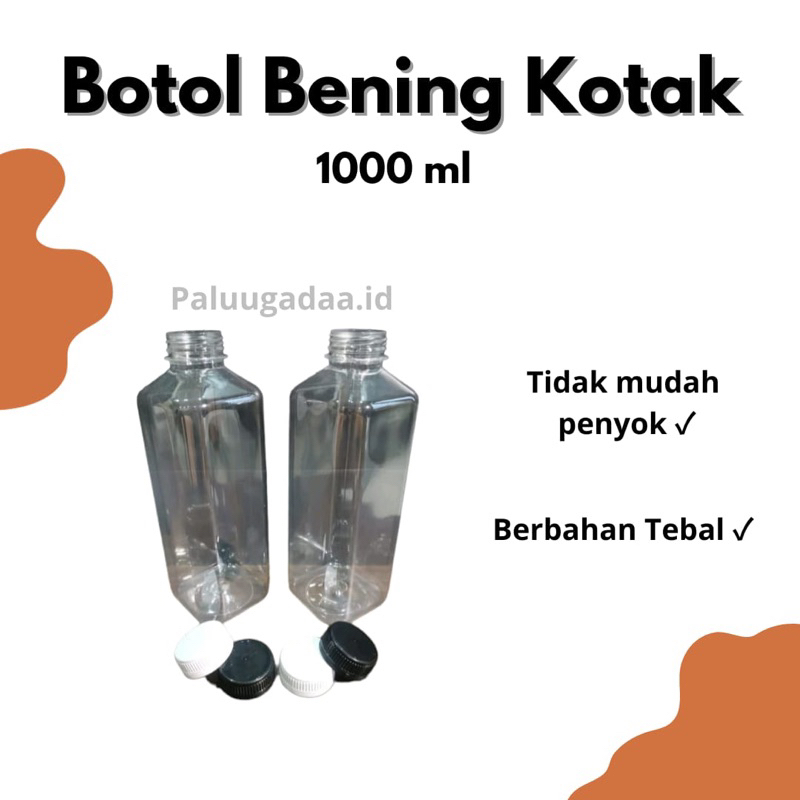 Botol Kale Kick Plastik KOTAK 1 Liter 1000ml 1000 ml / Botol Jus / Botol Juice / Botol Kopi