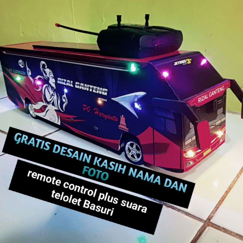miniatur bus telolet plus remote control