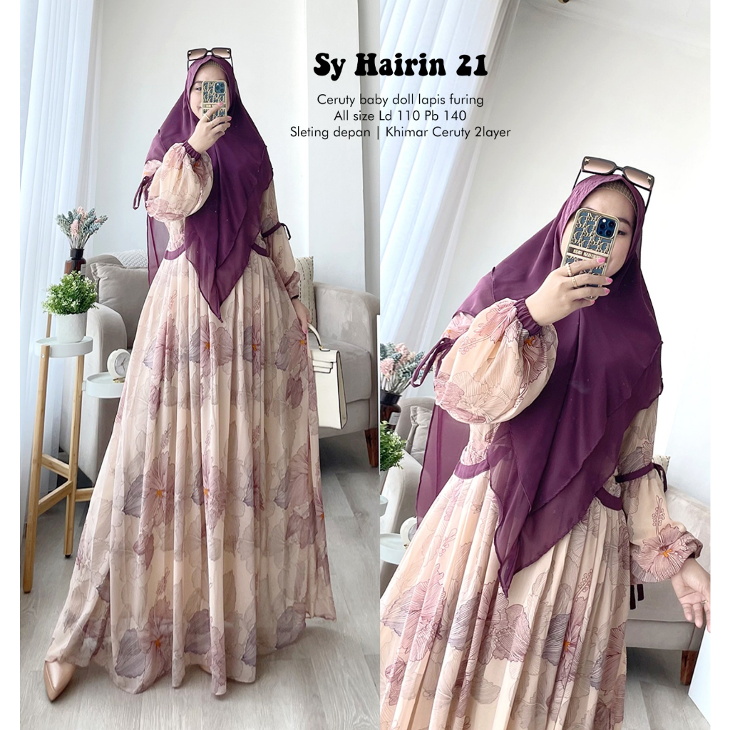 Khadijah Humaira Gamis Syari Ceruty Babydoll Hairin21
