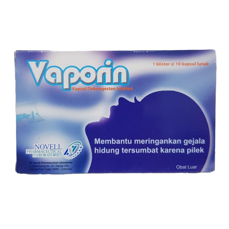 VAPORIN KAPSUL DEKONGESTAN INHALASI ISI 10 KAPSUL MEMBANTU MELANCARKAN HIDUNG TERSUMBAT