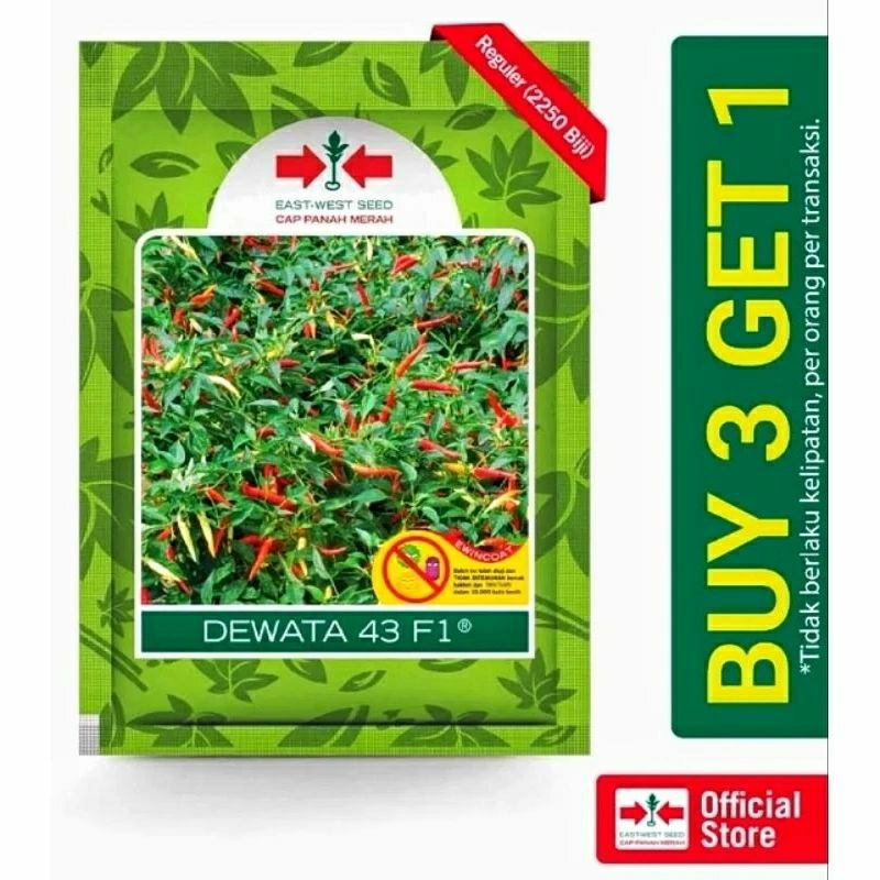 BENIH CABAI RAWIT HYBRIDA DEWATA 43 F1 CAP PANAH MERAH KEMASAN 2250 Butir -Cabe Rawet Merah-Cabai Ra