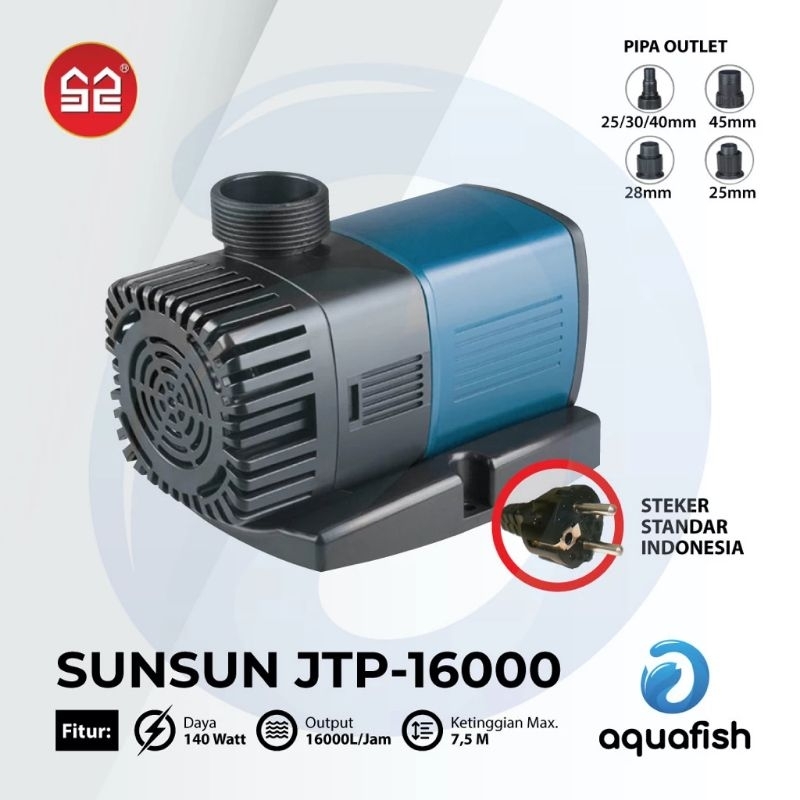 sunsun jtp 16000 original pompa air 16000 l/h pompa celup kolam koi sun sun jtp-16000  140watt