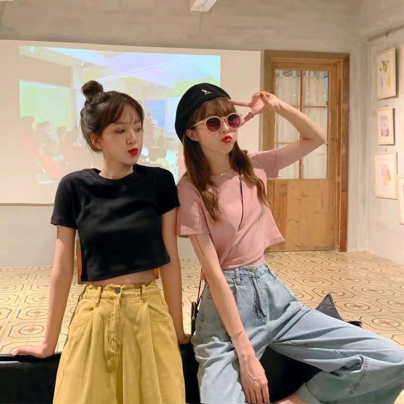 Paling Murah Baju Wanita Korean Sexy Crop Top Kaos Crop Tee Baju Atasan Wanita COD