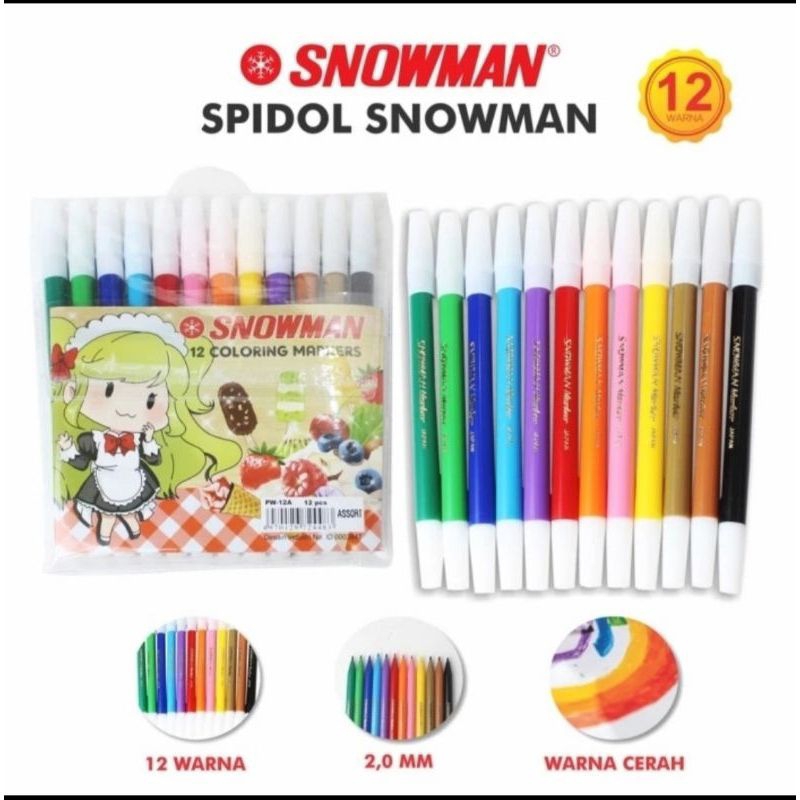 

Spidol Kecil SNOWMAN (12 Warna) / Spidol Warna Snowman PW-12A