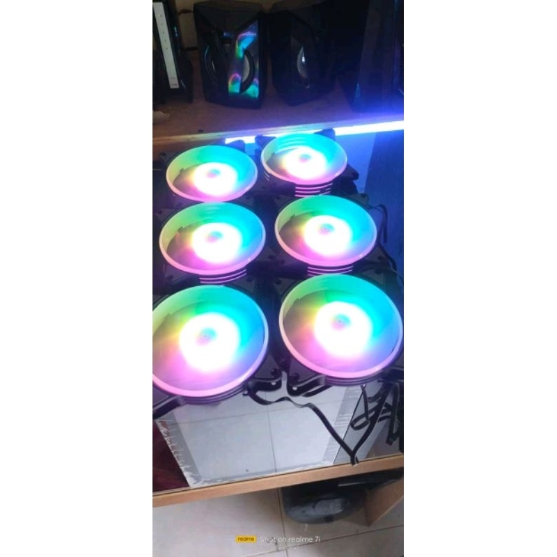 (Paket 6 Fan) Fan RGB Coolmoon Molex 4 Pin Bekas Rasa baru