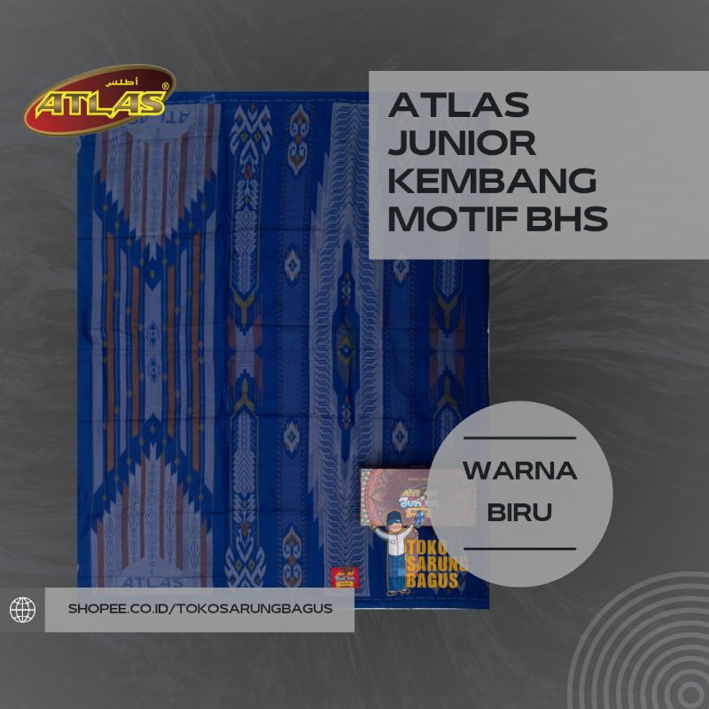 Sarung Atlas Junior Kembang Warna Biru dan Ungu