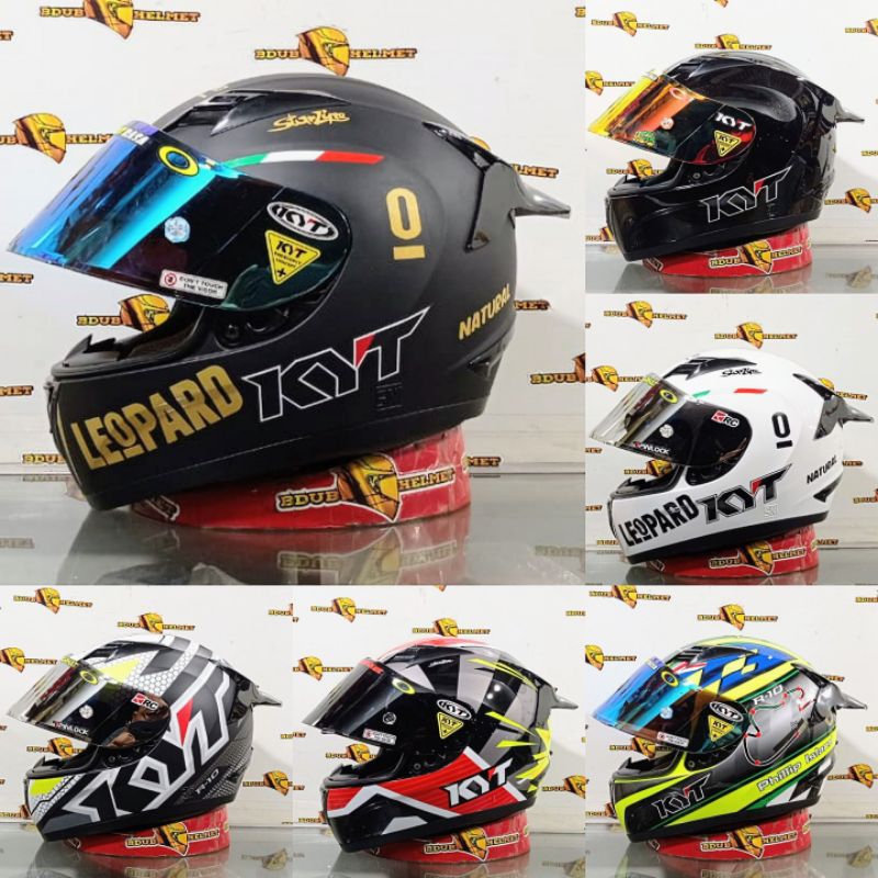 Helm Full Face kyt r10 motif series_Kyt R10 paket ganteng visor flat iridium 100%original