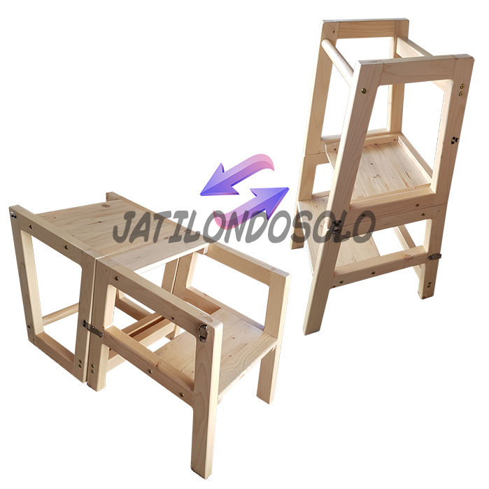 Folding Helper Tower Learning Stool to Table and Chair For Toodlers / Tangga Anak Lipat Meja Makan K