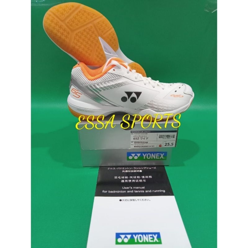 SEPATU BADMINTON YONEX SHB65 Z3 WIDE WHITE ORANGE JP CODE ORIGINAL