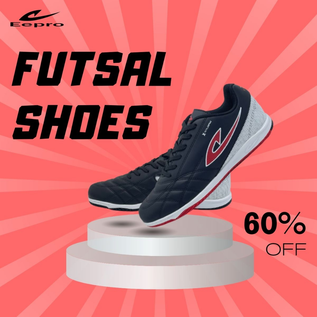 Eepro Men Indoor Futsal Shoes | Sepatu Futsal Indoor Black White EF1824AW -NEW ARRIVAL