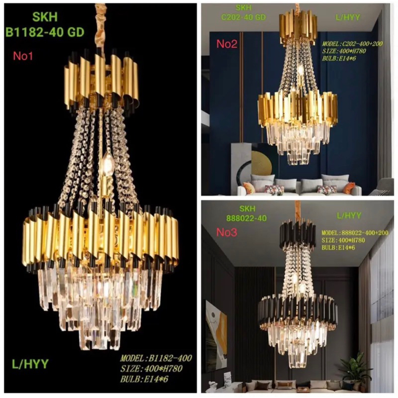 Lampu gantung kristal minimalis 40cm