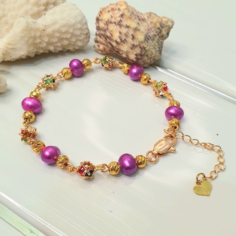 Gelang Mutiara Asli Lombok Ungu