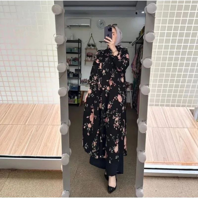 oneset long azalea set tunik rayon crincle premium