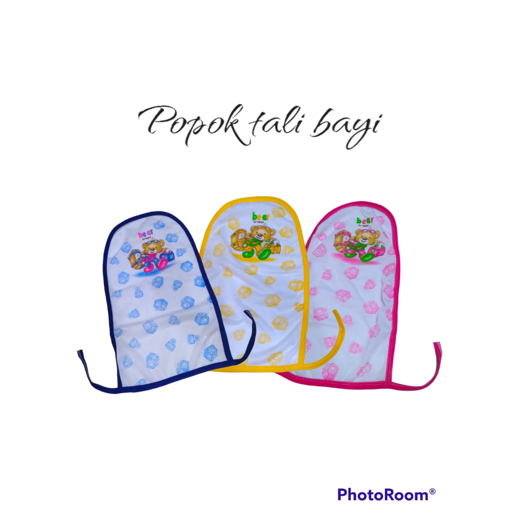 1 Lusin Popok Kain Bayi Tali Bahan Kaos Katun PE Putih Motif Dan Polos Warna