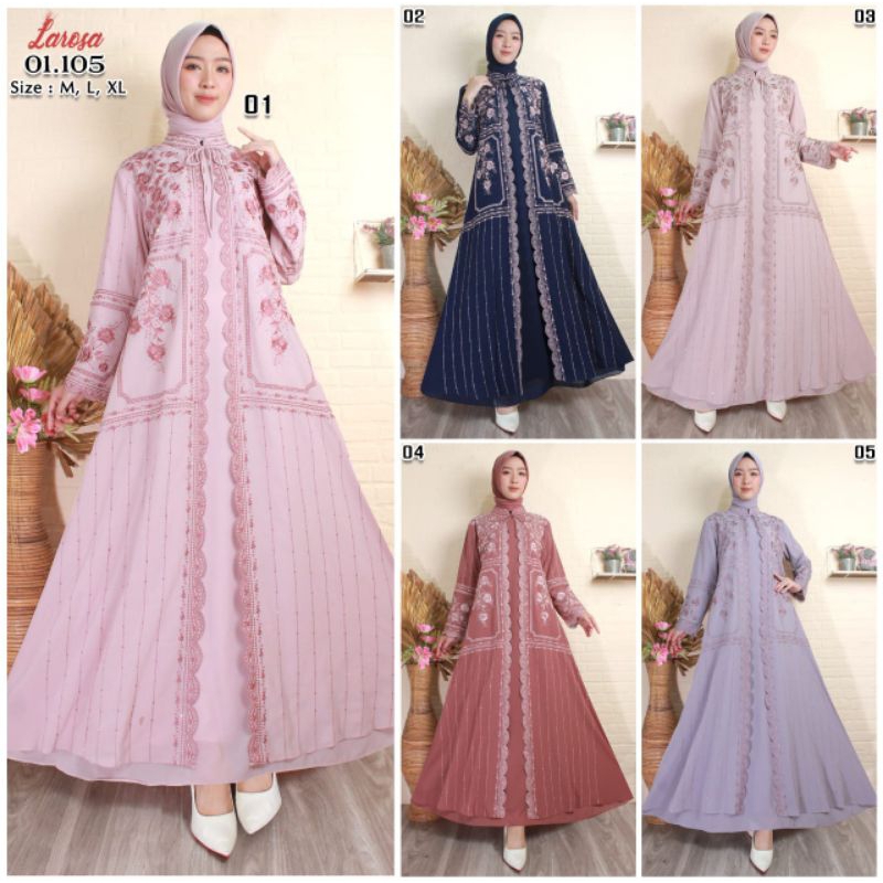 GAMIS LAROSA BORDIR 35.105 ORIGINAL /  GAMIS ABAYA LAROSA ORI SET KERUDUNG  /  DRESS ABAYA LAROSA SE
