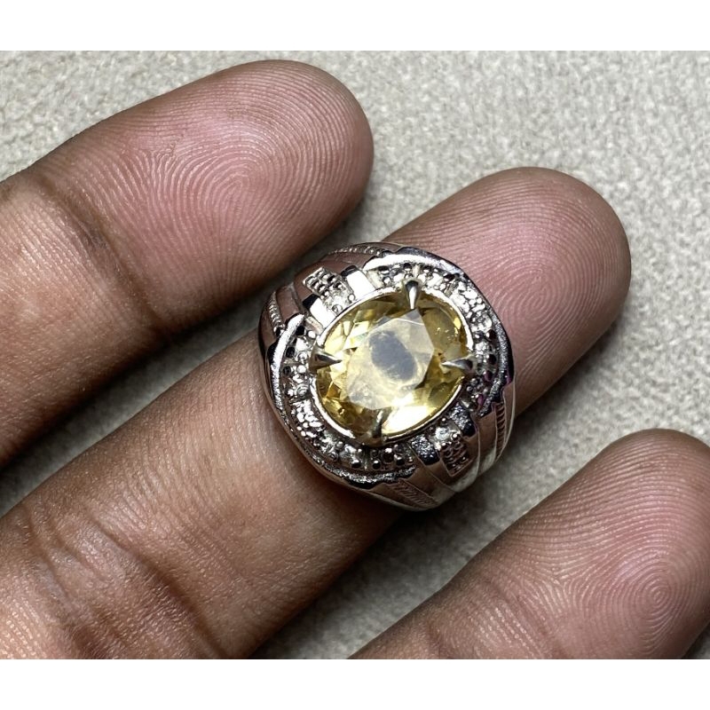Cincin Natural Citrine batu kecubung kuning citrine