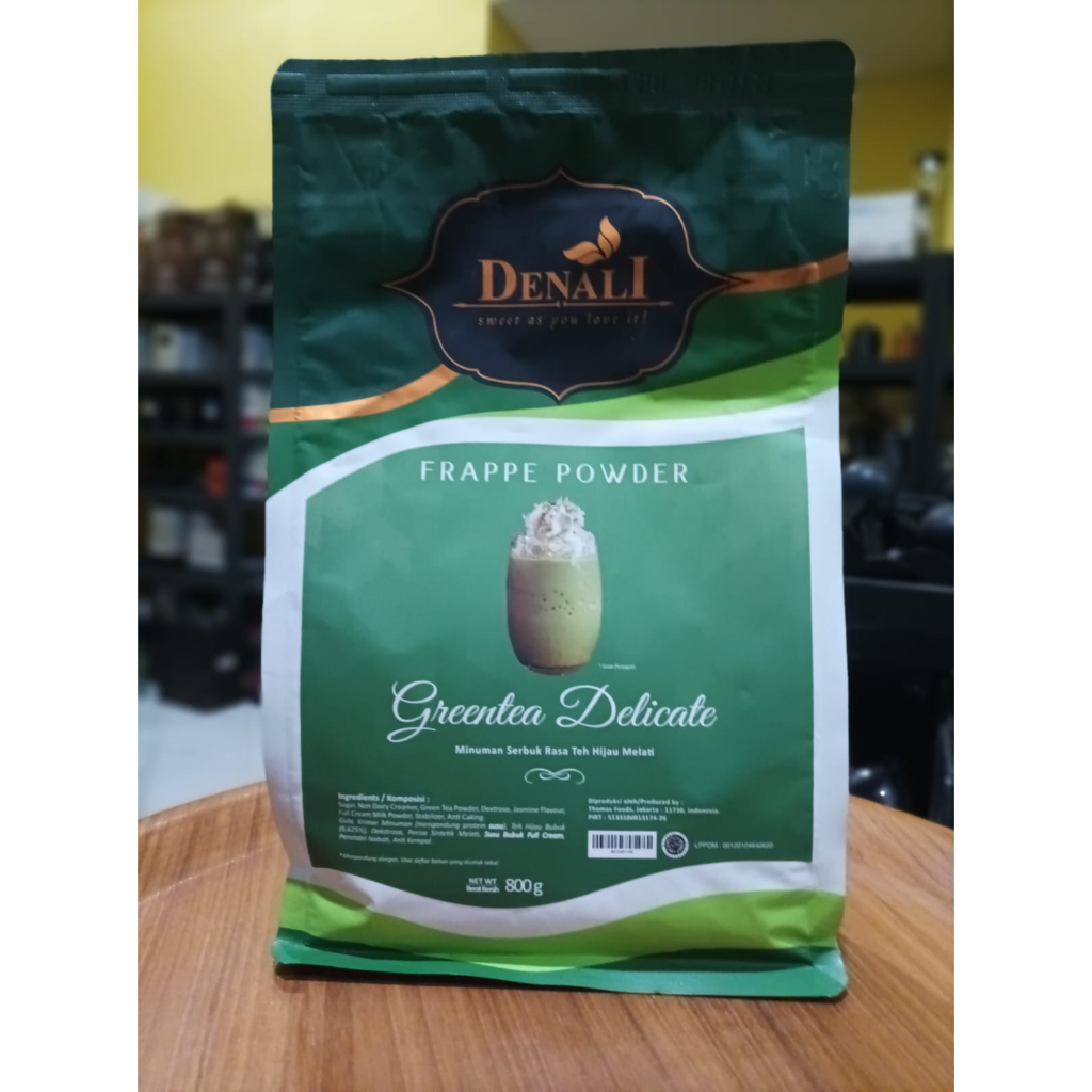 

Denali Greentea Delicate 800 gram Frappe Powder Minuman Rasa Teh Hijau Lebih Creamy dari rasa Matcha