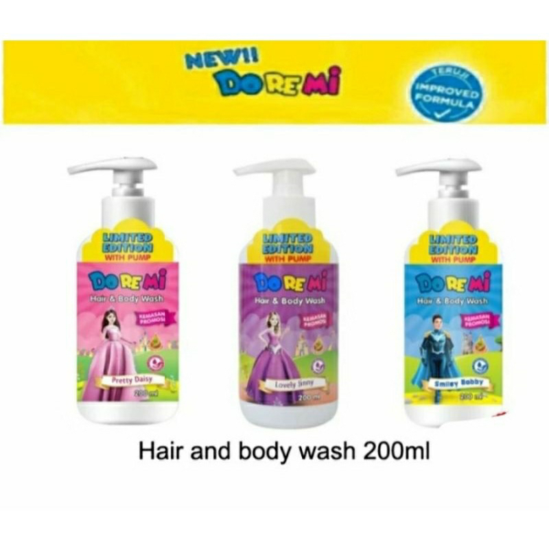 Doremi Hair & Body Wash 200ml - Sabun Mandi Cair Pump