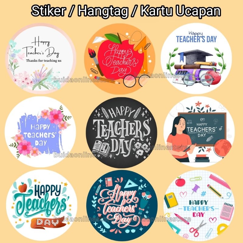 Stiker Selamat Hari Guru Sticker Happy Teacher's Day Label Dekorasi Kado Hiasan hadiah gift hampers parcel journaling scrapbook hangtag kartu ucapan Hangtag Terima Kasih Guruku Cikgu hang tag guruku pahlawanku