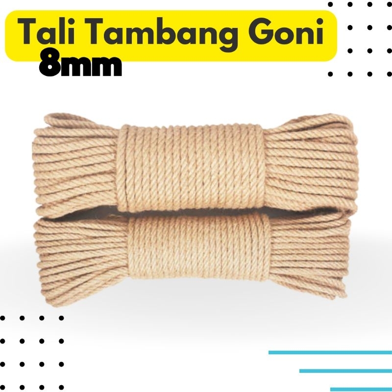 

Tali goni 8mm / tali garukan kucing / tali rami / Tali Tambang Karung Goni / Tali Serat goni / tali manila / tarik tambang / Hemp rope