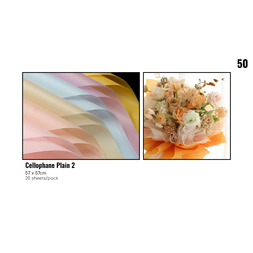 

MY Supplies - Flower Wrapping Paper Plain Cellophane 2 Kertas Buket Bunga Polos 1 Pack 20 Lembar