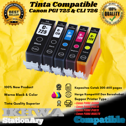 TINTA CATRIDGE COMPATIBLE CANON PGI 726 BK + CLI 726 ( BCYM ) 1 SET = IX 6560