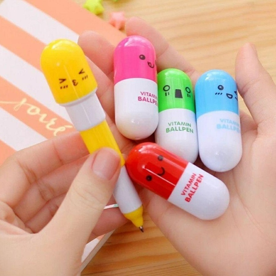 

Pena Kapsul Vitamin Unik Lucu Ballpen Pulpen Pen Pill Obat Emoticon Capsule Mini TP Ball Pen Karakter Cute Pil