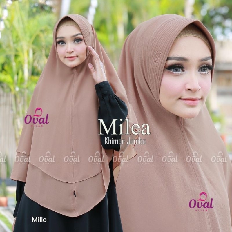 Milea Khimar Hijab Jilbab Syari Jumbo Bahan Ceruty Babydoll Premium Dua Layer Hard Pad Antem Warna H