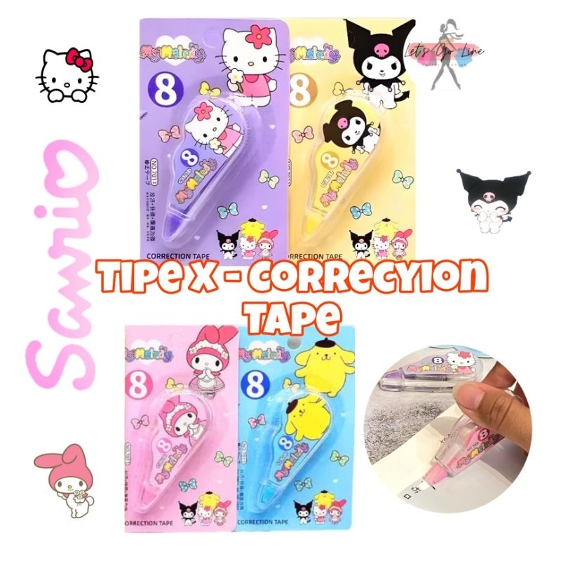 

Tipe-X Karakter Lucu 8M Correction Tape TIPEX Roll 8M Tipe-X Kertas Mini Karakter Sanrio