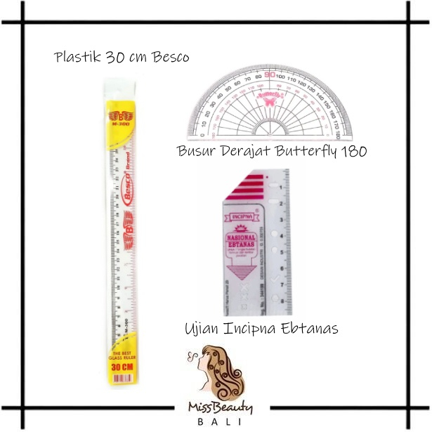 

Penggaris Plastik 30 cm Besco / Garisan Bening M-300 / Penggaris Busur Derajat Butterfly 180/10 cm Protractor No.4 / Penggaris Ujian Incipna Ebtanas UAS UAN / Penggaris Ujian Komputer
