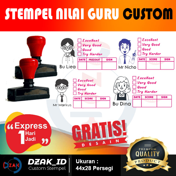 

Stempel Nilai Guru Terbaru/ Penilaian Bahasa Inggris/ Koreksi / Checked / Reward / Stempel Nama Guru / Stempel NIP Guru / Stempel Custom Penilaian Guru Custom Poto Sendiri / Model Terbaru Stempel Penilaian Guru Bisa Request Nama dan Poto