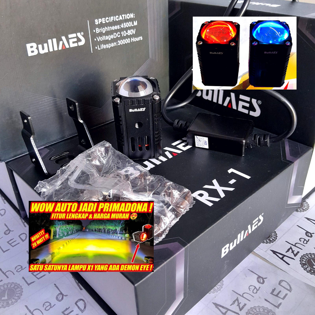 Lampu Sorot Laser BullAES RX-1 28 Watt Mobil Motor 2 Warna dengan Kipas dan Driver Eksternal Foglamp