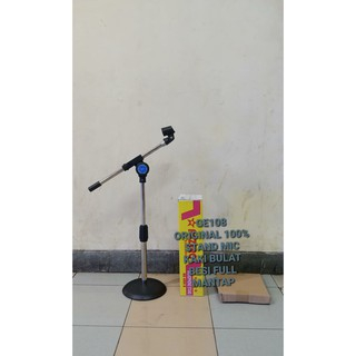 G108 ORIGINAL 100% stand mic standing mik besi kaki bulat pendek holder microphone penyangga univers