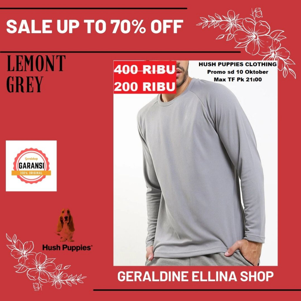 Baju kaos lengan panjang pria sale HUSH PUPPIES original LEMONT series