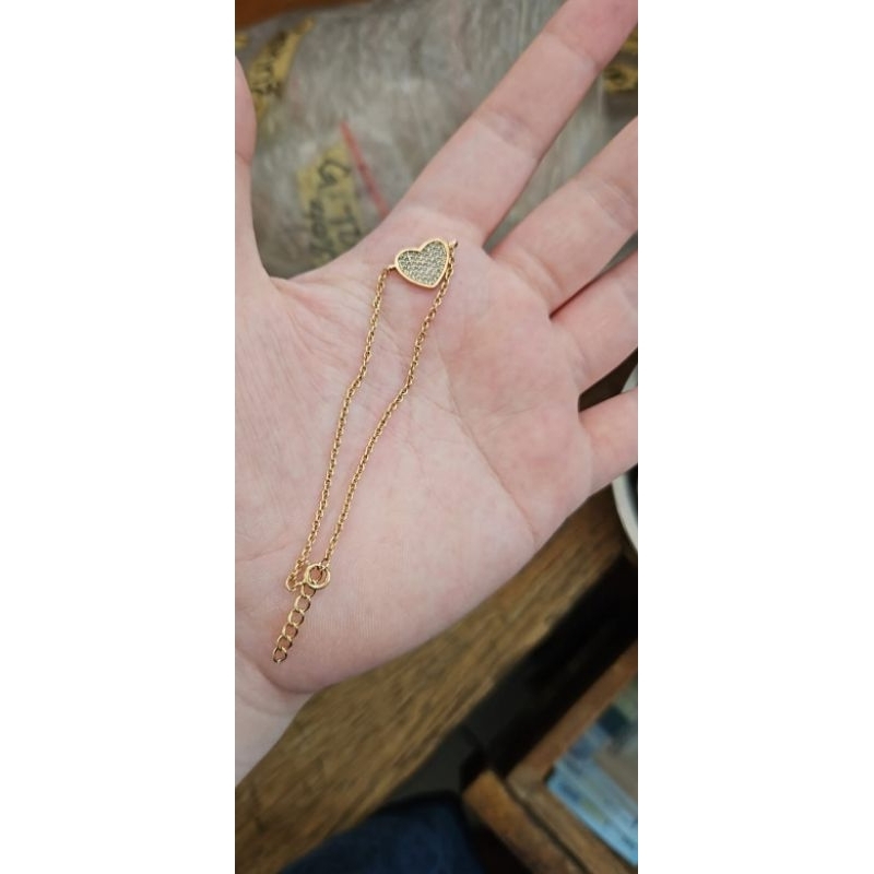 Gelang tulisan love hati rosegold mas putih emas asli 750 75% 17k hwt