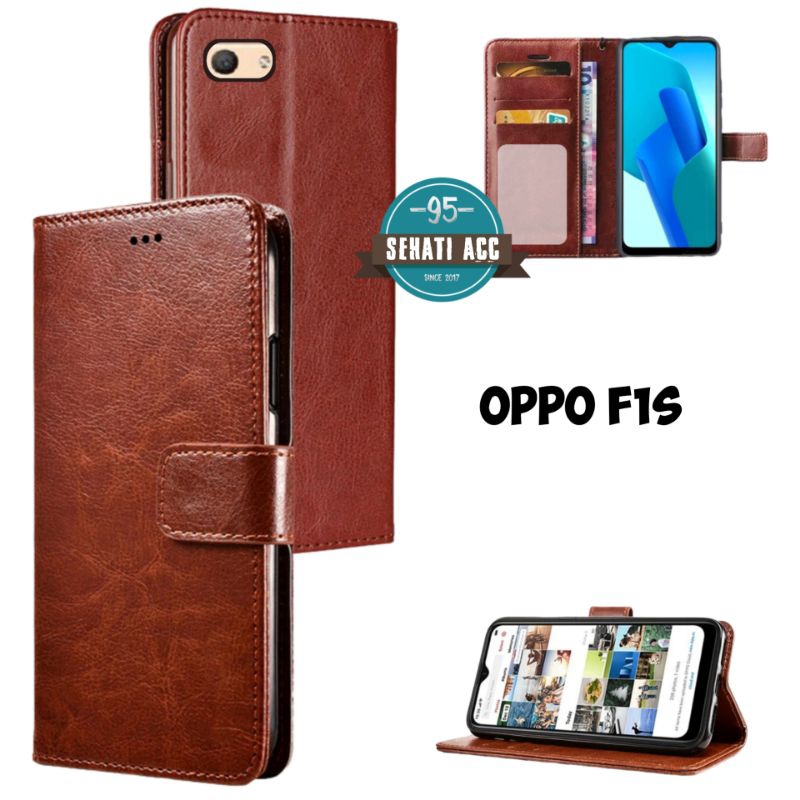 OPPO F1S / A59 casing dompet flip cover leather case kulit premium