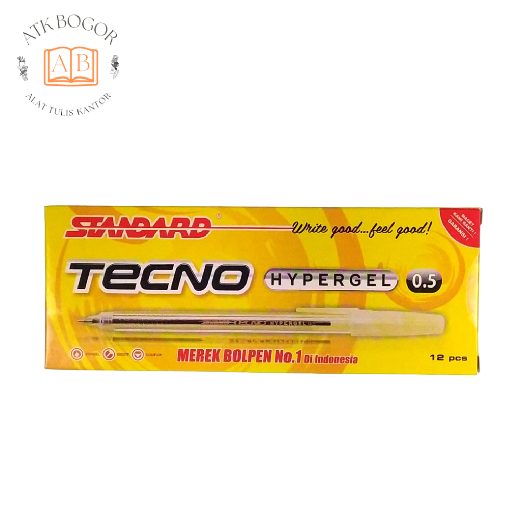 

Pulpen Jel Ukuran 0.5 Tinta Hitam Ujung Lancip Standard Tecno Hypergel Needle Tip - Isi 1 Pack / 12 Pcs