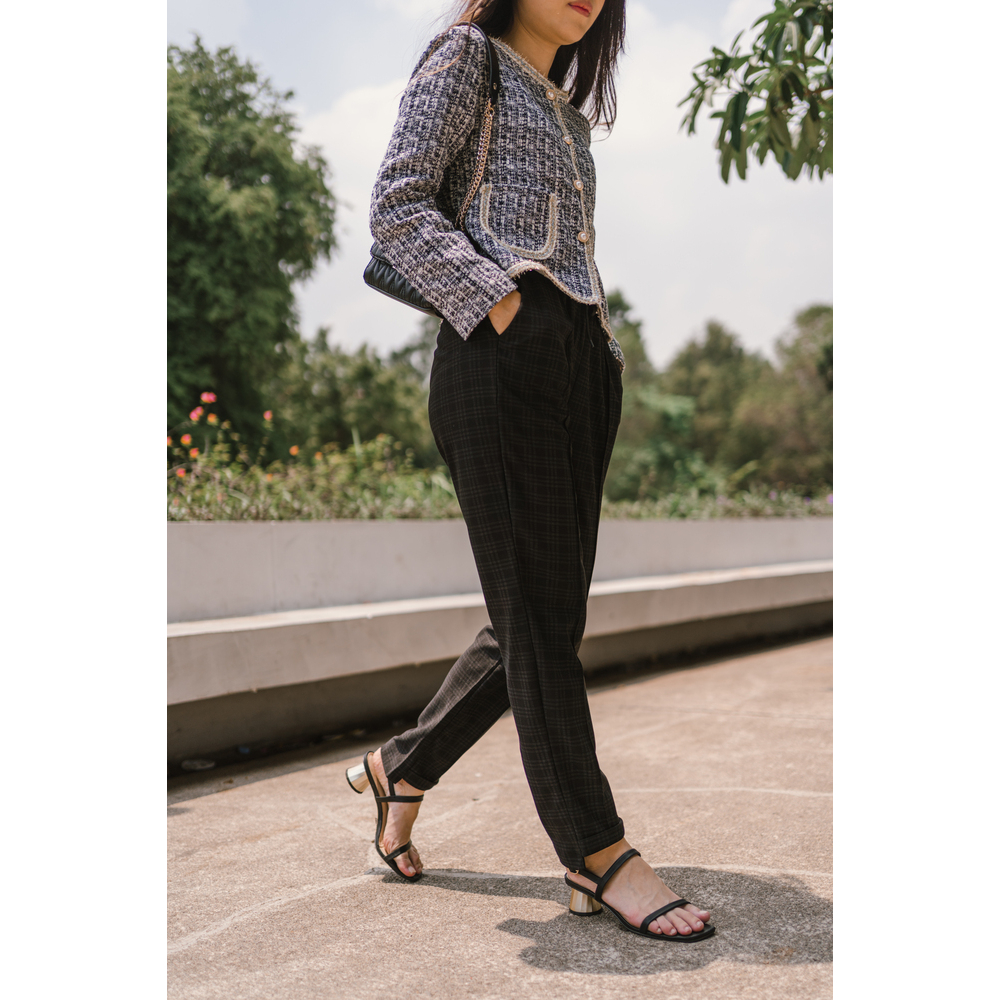 Celana Tartan Motif Kotak Warna Celana Panjang Kotak Warna Korea Import Tartan Pants Trousers Pants 