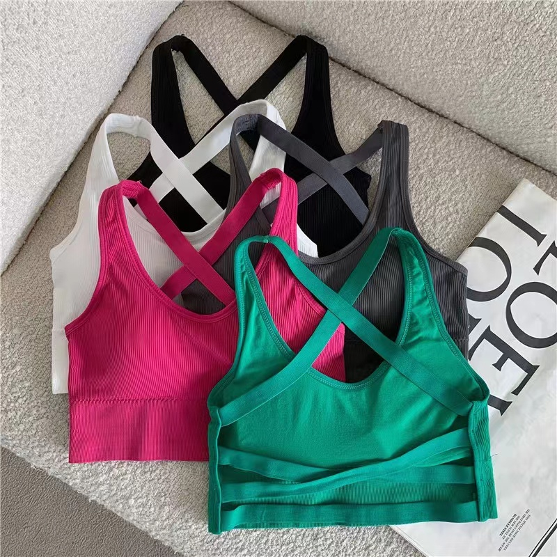 Sayishop Sport Bra Bh Olahraga Fashion Wanita Tali Silang Belakang Tanpa Kawat
