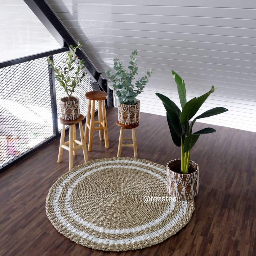 Size 150cm Karpet Anyam seagrass dengan Serat Alam / Karpet Seagrass / Rug anyam