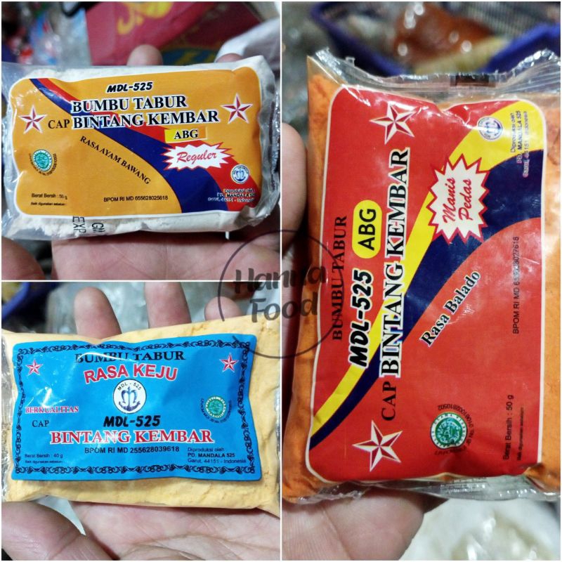 

BUMBU TABUR BINTANG KEMBAR 40GR/ BUMBU ASIN / BUMBI KEJU / BUMBU BALADO