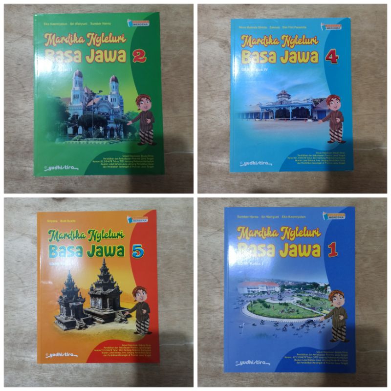 Buku paket bahasa jawa " Mardika Bahasa jawa " terbitan  Yudistira kurikulum merdeka kelas 1,2,4,5