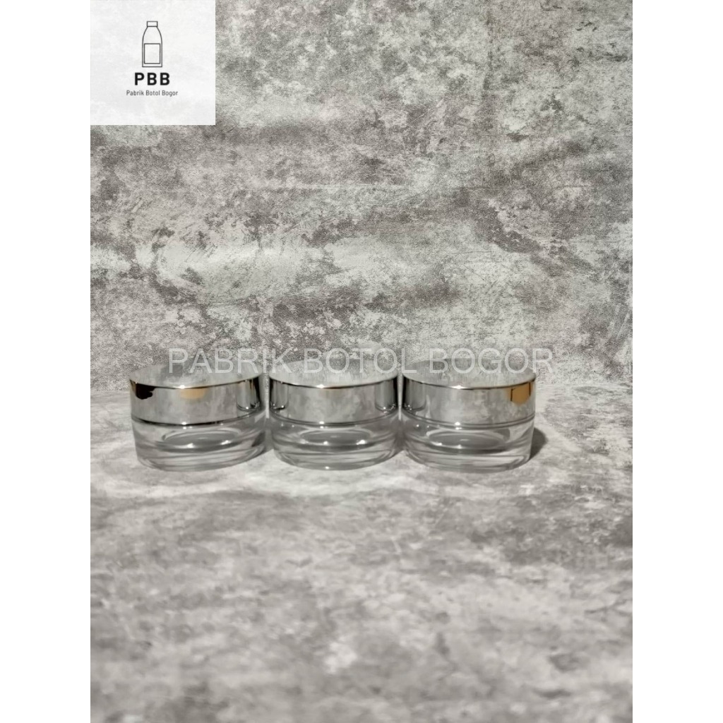 POT CREAM ACRYLIC 15 GR BENING SILVER SHINY POT 15GR JAR CHROME GRAM