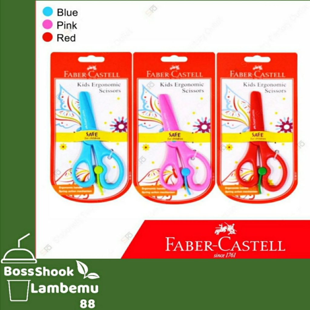

Gunting Anak Plastik Faber Castell 140 mm (5 1/2") - warna Merah Muda