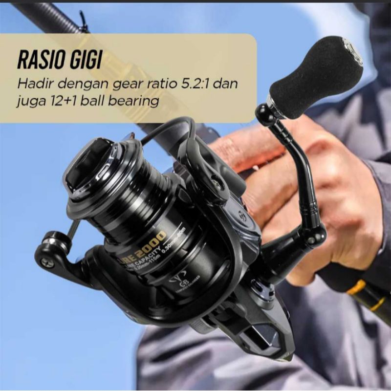 Debao Fishman Lure 2000 Spinning Fishing Reel 5.2:1_ 12+1 Ball Bearing
