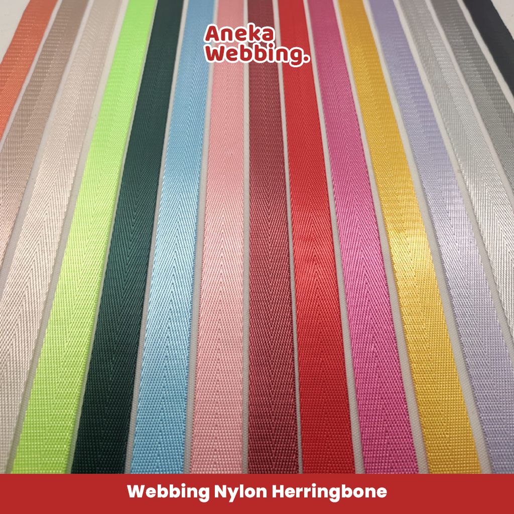 Webbing 2 cm Nylon Herringbone ketebalan 0.9-1 mm (meteran)