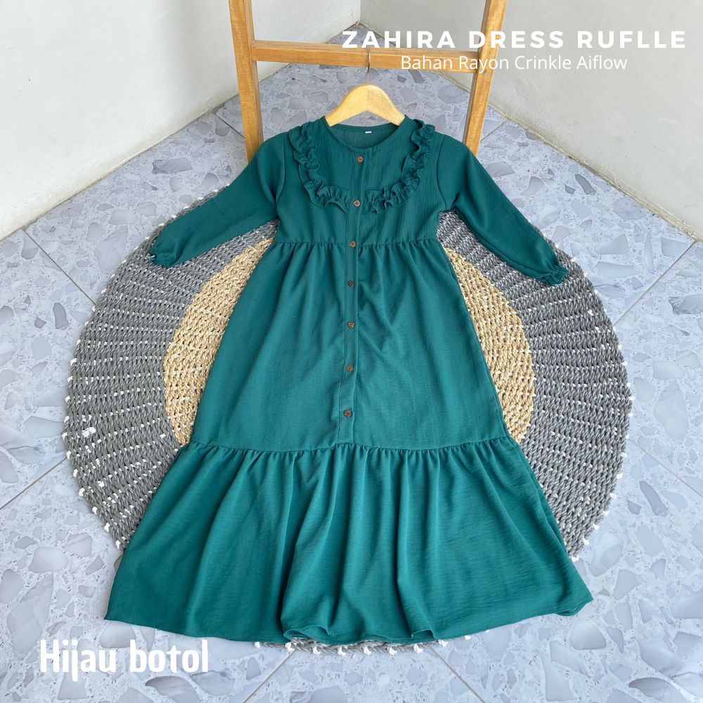 ZAHIRA DRESS RUFFLE//GAMIS CRINKLE//GAMIS ANAK PEREMPUAN POLOS TANGAN PANJANG