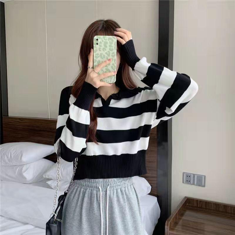 TELLY ➡️ BJ-067 Sweater Rajut Wanita Valencia Blaster Crop Korea